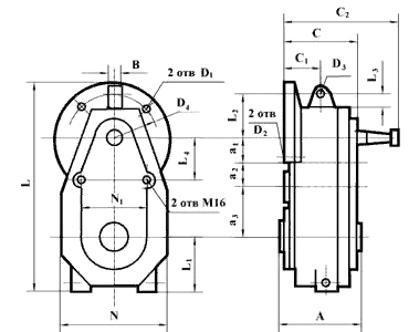 Габаритные и присоединительные размеры редукторов В-200ф (Ц3ВКф-200) Габаритные и присоединительные размеры редукторов В (Ц3Увкф) 200 250