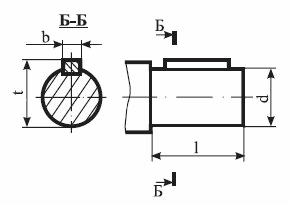 Схема конца входного и выходного цилиндрического вала редуктора Ц2У-315К