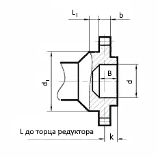 схема концов выходных валов в виде зубчатой муфты редукторов РМ