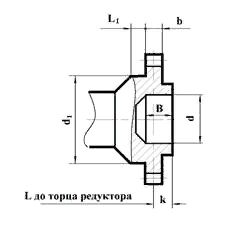 Схема конца выходного вала редуктора РК в виде зубчатой муфты