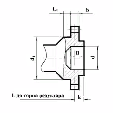 Схема выходных валов редутора Ц3У в виде зубчатой муфты