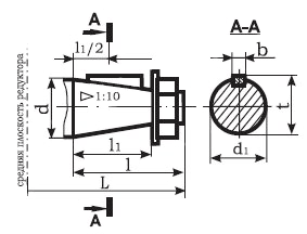 Схема конца входного и выходного конического вала редуктора Ц2У-315К