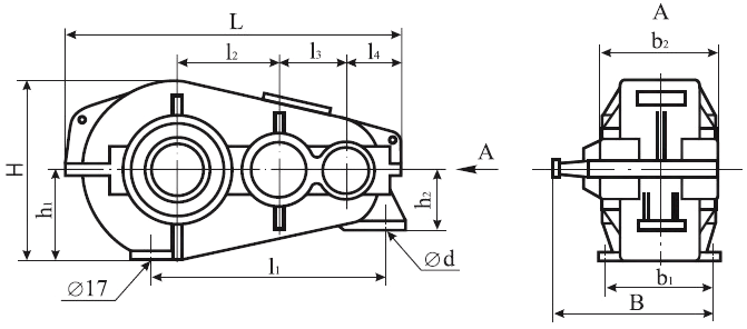 габаритные и присоединительные размеры редуктора Р