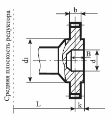 схема выходных валов в виде зубчатой муфты редуктора Ц2Н