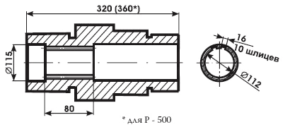 Схема концов выходного вала редуктора Р