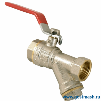 Кран шаровый латунный с косым фильтром