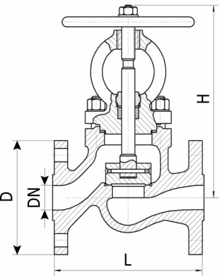 Вентиль стальной 15С22НЖ Dу 80