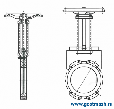 Задвижка шиберная Pу 10 Dу 250